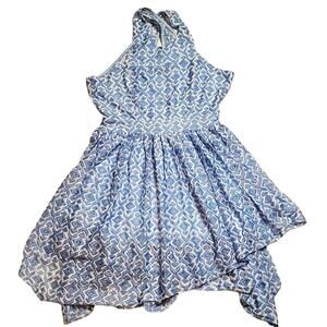 Altard State Dress Blue White Crossed Back sz M Cottagecore Coquette Dollette